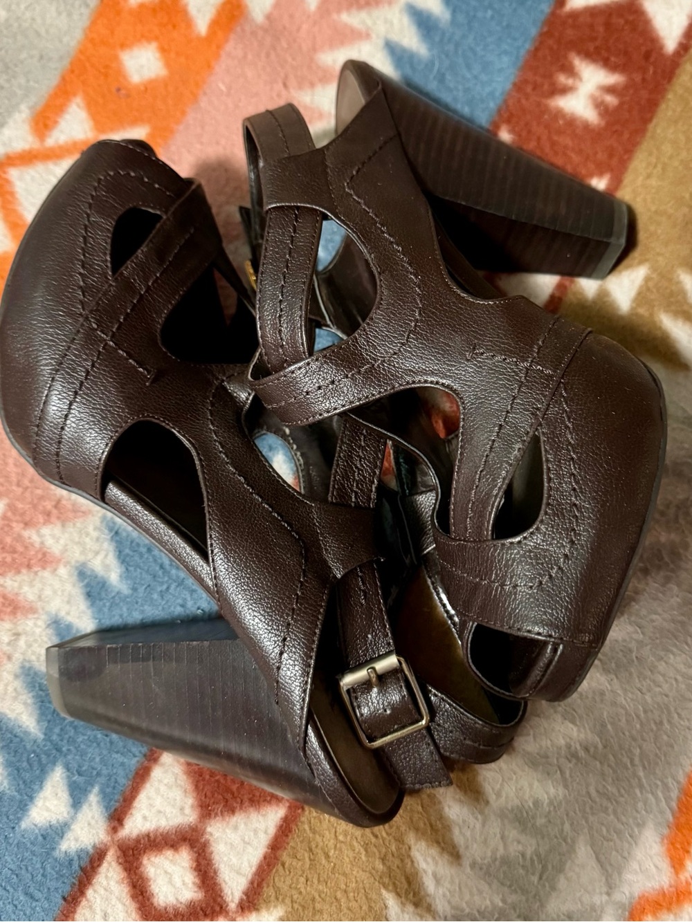 Women's Worthington-Reagan Dark Brown Cutout Platform Heels